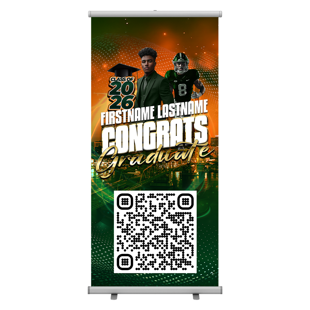 Graduation Retractable Banner 31x78 304 – Custom Pull-Up Display